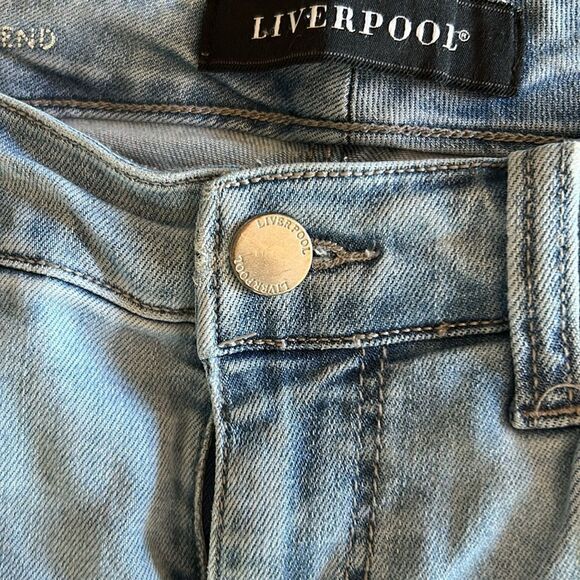 Liverpool Jeans vintage Summer weight Stretch Dark Frayed Side seam Grommets 6 - Picture 3 of 10